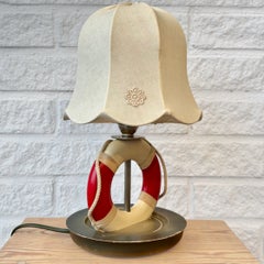 Olof Heijke, Stockholm, Tischlampe im maritimen Stil, Rettungsring, schwedisches Modern, 1940er Jahre