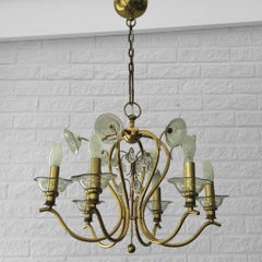 Lustre moderne suédois, en laiton et verre avec prismes, design scandinave, années 1940