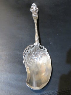 Rare Important Estate Hand Hammered STERLING Silver French Scroll Serving Spoon