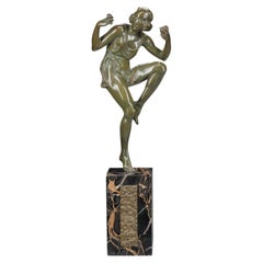 Rare Important Original 1920s Fine Art Deco Bronze Flower Dancer Pierre Laurel