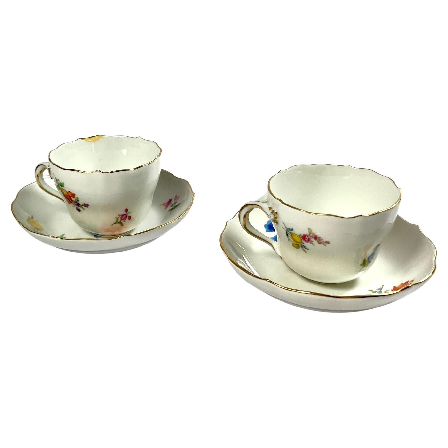 Paire de tasses et soucoupes en porcelaine de Meissen - Début XXᵉ siècle