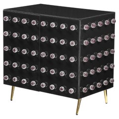Black Mid-Century Glass Cabinet with 90 Murano Glass Spheres Available 