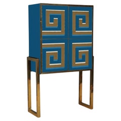Murano glass cabinet 3D Optical Effect blue and gold justfurnituress designer