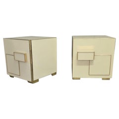 pair of deco style bedside tables in glass and brass justfurnituress