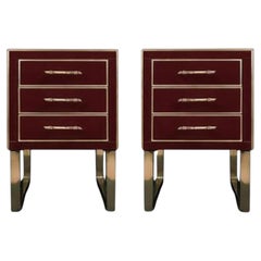 Handmade bedside tables by designer Justfurnitures customized glass and brass