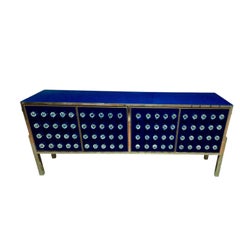 Brass & Murano Glass Sideboard with 120 Fused Spheres - Made in Italy