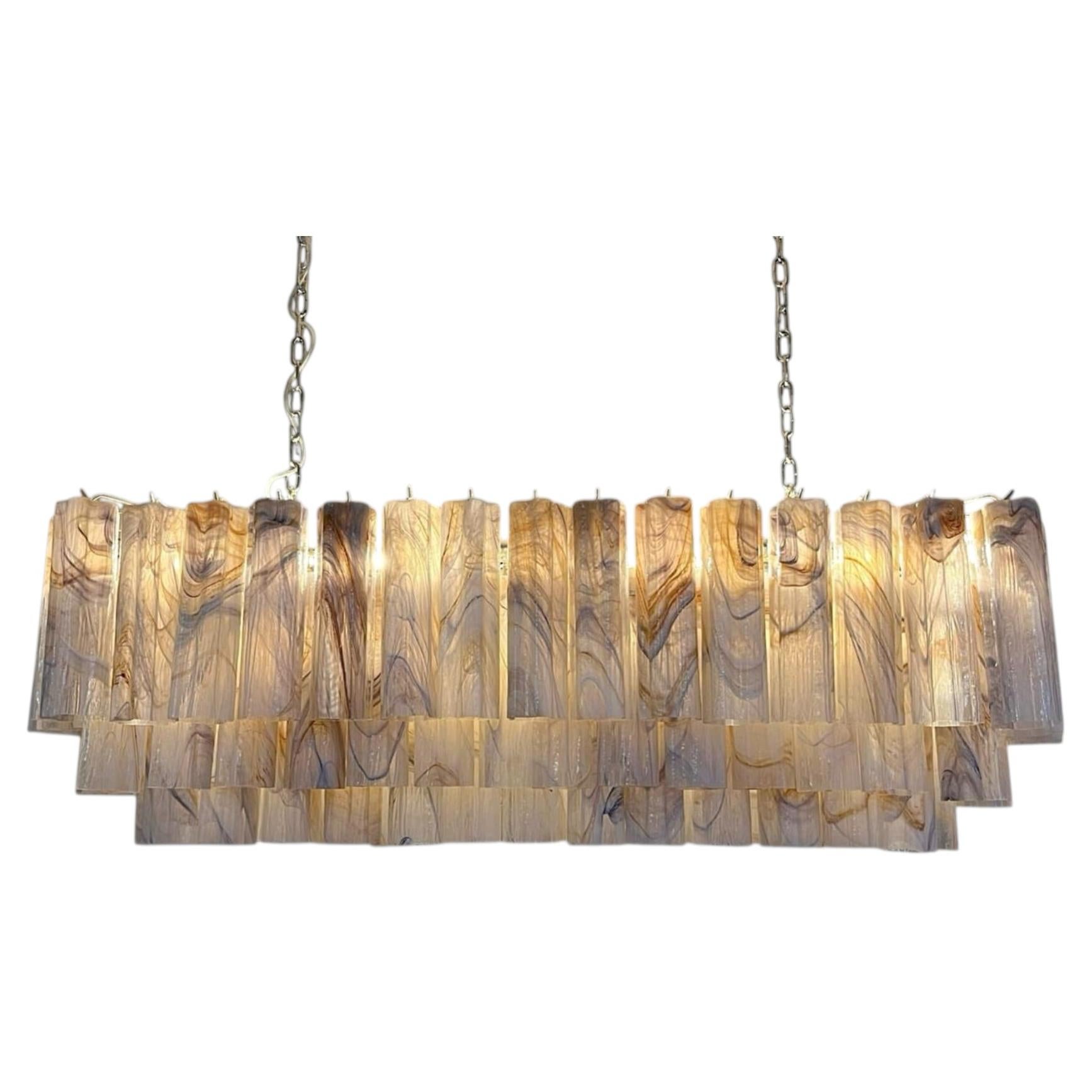 Large Mid-Century Modern Chandelier, Handcrafted Murano Glass, Italy