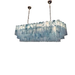 Monumental Blue Murano Glass Sculptural Pendant Light, Italian Mid-Century Modern