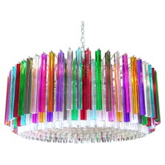 Large, sculptural Italian chandelier with 393 multicolored prisms