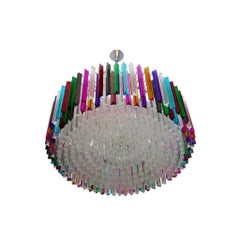 Large, sculptural Italian chandelier with 393 multicolored prisms