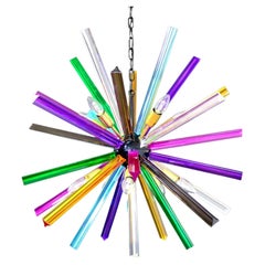 Multicolored Italian Glass Sputnik Chandelier in Space-Age Style