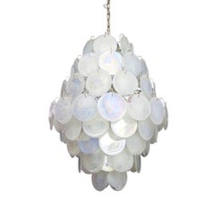 Contemporary Italian Iridescent Murano Glass Disc Chandelier by Justfurnituress