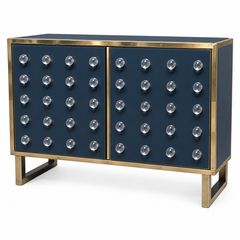 Navy Dry Bar with Forty Murano Glass Spheres and Brass Feet, Italy