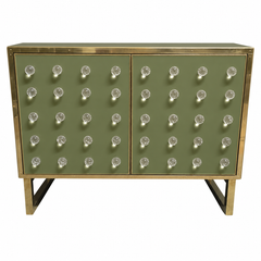 Olive Green Dry Bar with Murano Glass Sphere Doors, Italian Design