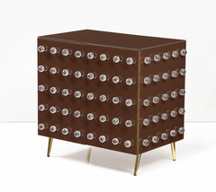 Chocolate Brown Murano Sphere Cabinet with Brass Legs, Italian Design