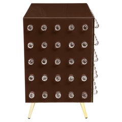 Chocolate Brown Murano Sphere Cabinet with Brass Legs, Italian Design