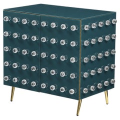 Petrol Teal 90-Sphere Murano Glass Cabinet with Brass, Italy