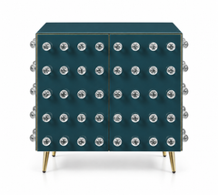 Petrol Teal 90-Sphere Murano Glass Cabinet with Brass, Italy