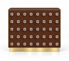 Chocolate Murano Glass 90-Sphere Cabinet on a Brass Base, Italy