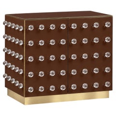 Chocolate Murano Glass 90-Sphere Cabinet on a Brass Base, Italy