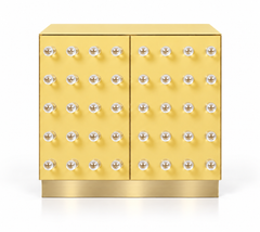 Butter Yellow Murano Glass 90-Sphere Cabinet with Brass Base, Italy