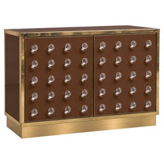 Chocolate Brown Murano Glass Dry Bar on Brass Plinth, Italian Design