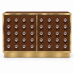Chocolate Brown Murano Glass Dry Bar on Brass Plinth, Italian Design
