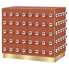 Terracotta Murano Glass 90-Sphere Cabinet with Low Brass Base