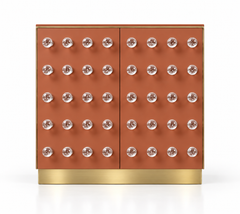 Terracotta Murano Glass 90-Sphere Cabinet with Low Brass Base