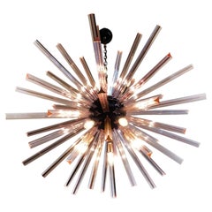 Sputnik Chandelier with 50 pink glass prisms, 95 cm in diameter