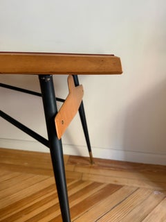 Original table by Ico Parisi with a frame made of wood, metal, and stained glass