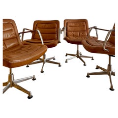 Vierer-Set Ledersessel von Jorgen Kastholm für Kusch & Co., 1970er Jahre.