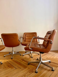 Vierer-Set Ledersessel von Jorgen Kastholm für Kusch & Co., 1970er Jahre.