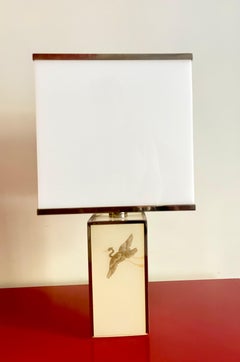 Italian lamp by Romeo Rega in methacrylate and brass with oriental motifs