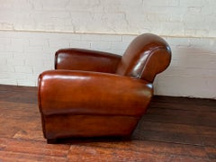 Atemberaubender französischer Ledersessel im Club-Stil, Modell „Gang-Box“, um 1950