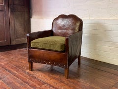 A Very Pretty French Leather Club Chair, Normandy Moustache Model Circa 1920