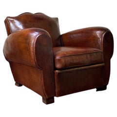 Iconic French Leather Club Chair, Havana ‘Moustache’ model, Cuban Cigar Arms