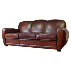 An Impressive French Leather Club Sofa, Circa 1950’s
