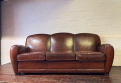 An Impressive French Leather Club Sofa, Circa 1950’s