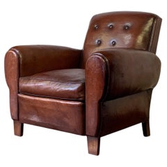 A Lovely French Leather Club Chair, Havana Lounge Model Circa 1940’s