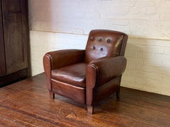 A Lovely French Leather Club Chair, Havana Lounge Model Circa 1940’s