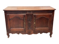 18th Century French Walnut Buffet with Carved Urn of Flowers