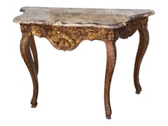 18th Century Italian Giltwood Console with Shaped Marble Top