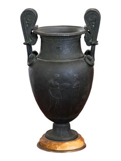 19th Century Italian Grand Tour Urn with Swan Handles on Marble Base