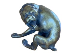 19th Century Austrian Bronze Bulldog Seated with Tongue Out