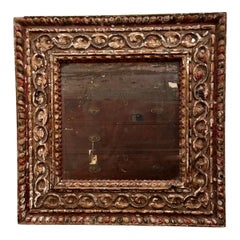 Specchio barocco del XVIII secolo, intagliato e dipinto