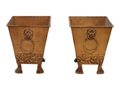 Pair of Tole Planters with Lion Mask Handles