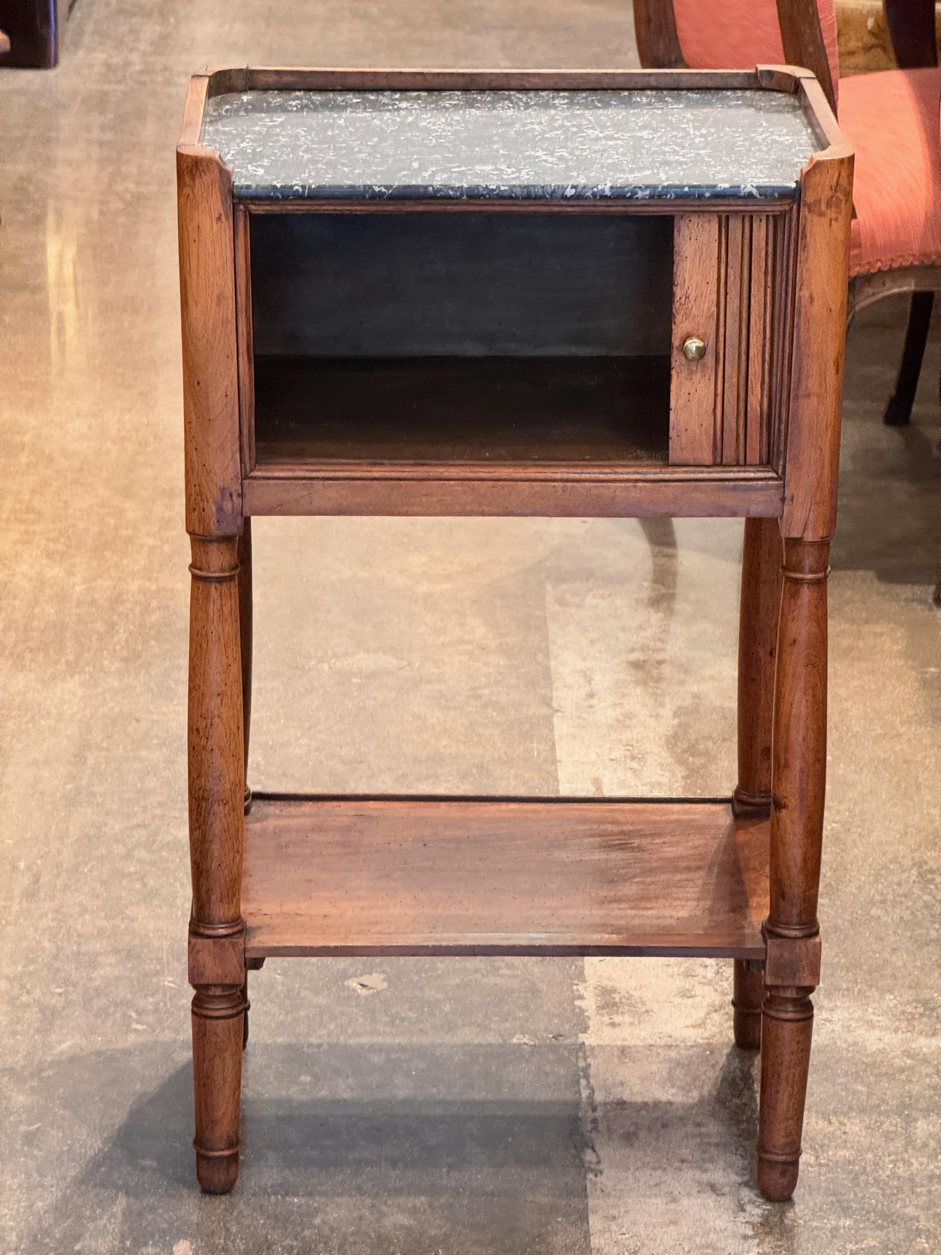 19th Century French Walnut Side Table With Marble Top For Sale 5