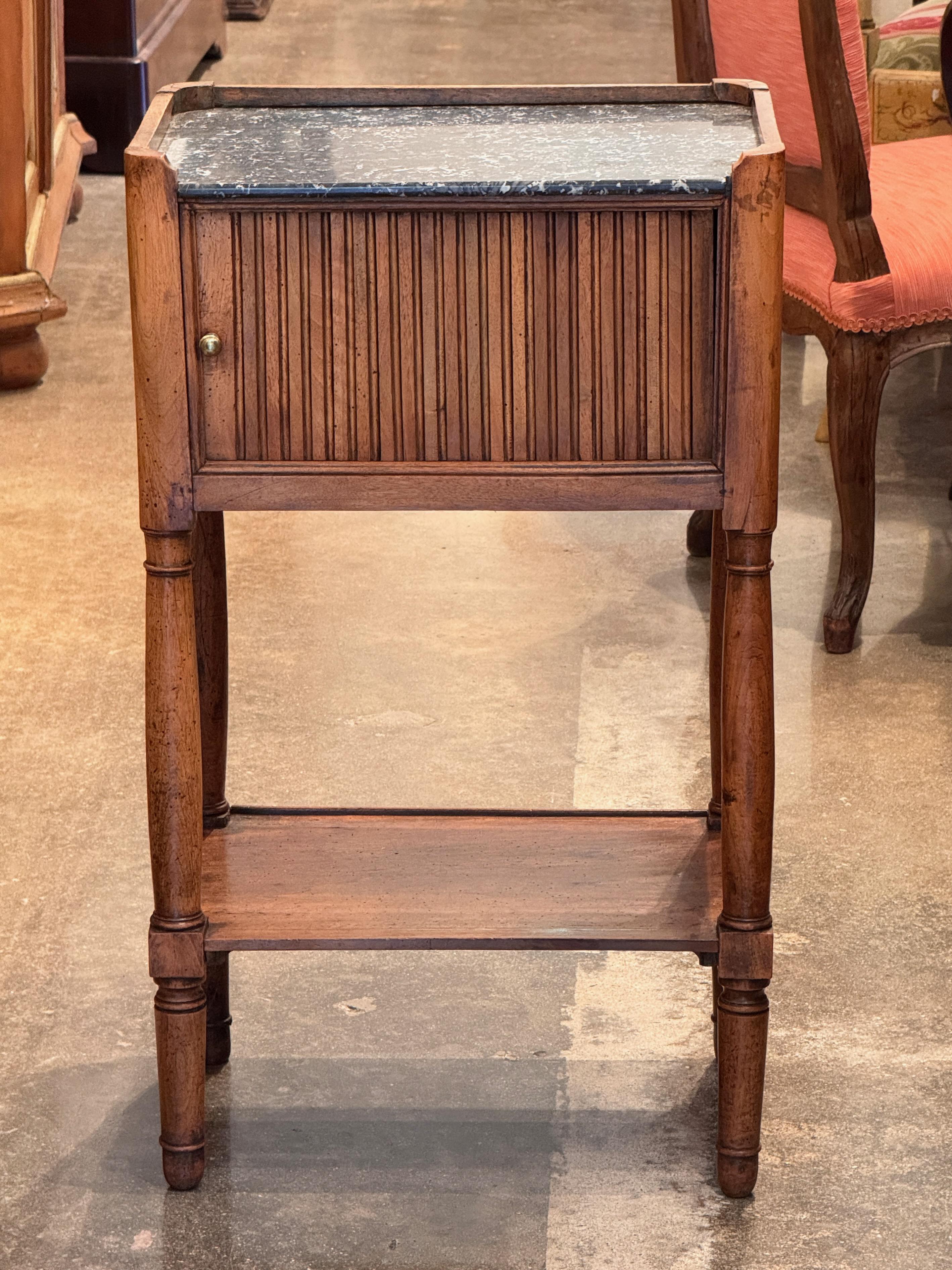 19th Century French Walnut Side Table With Marble Top In Good Condition For Sale In Charlottesville, VA