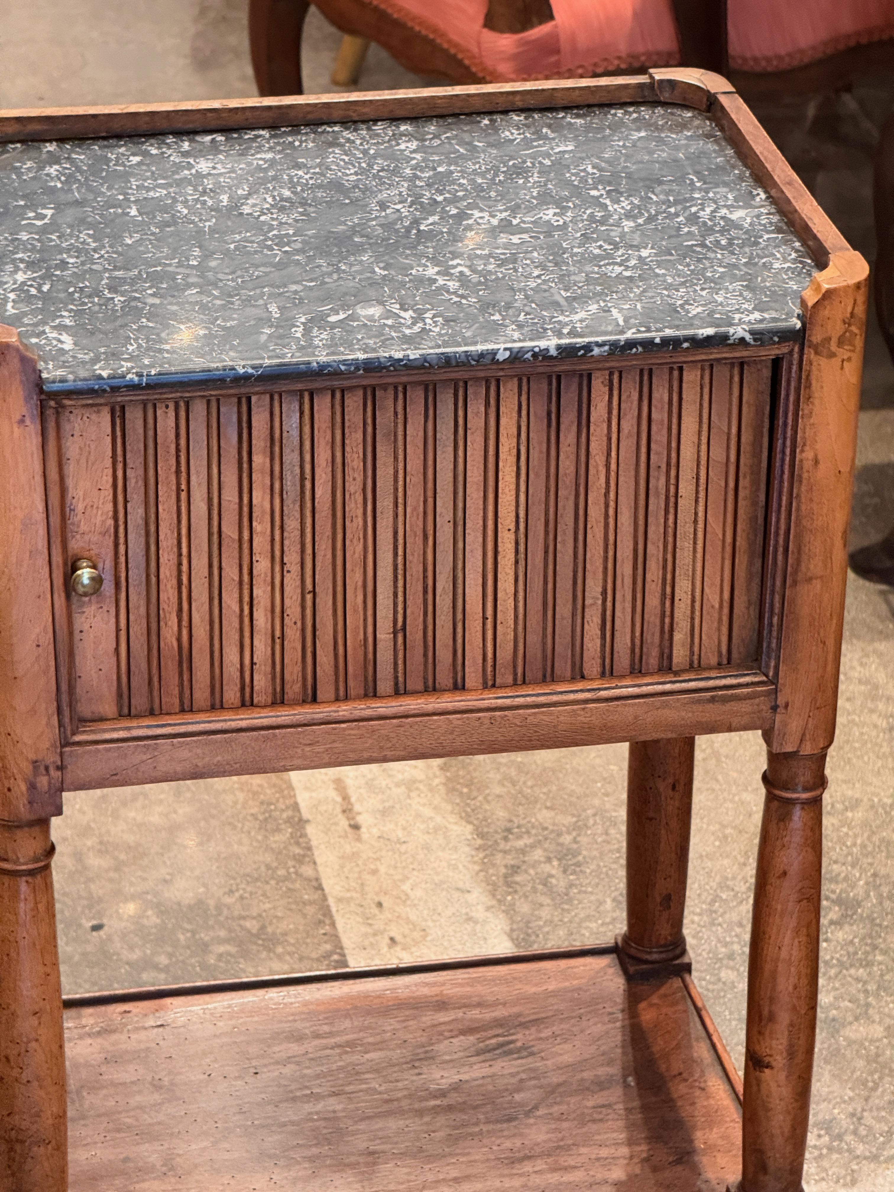 19th Century French Walnut Side Table With Marble Top For Sale 2